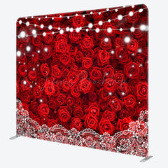 Lofaris Lighted Romantic Red Rose Lace Pillow Case Backdrop