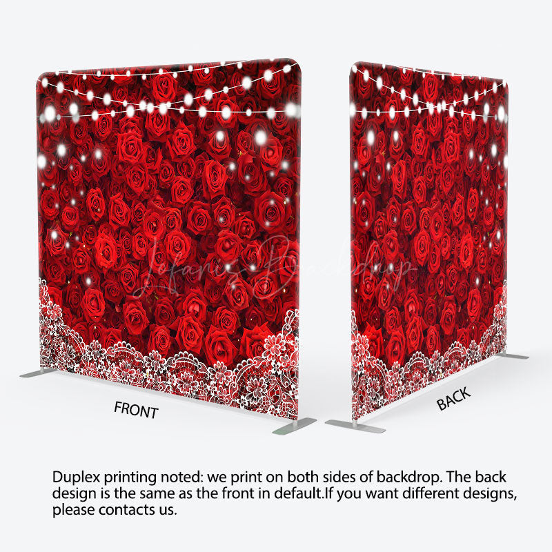 Lofaris Lighted Romantic Red Rose Lace Pillow Case Backdrop