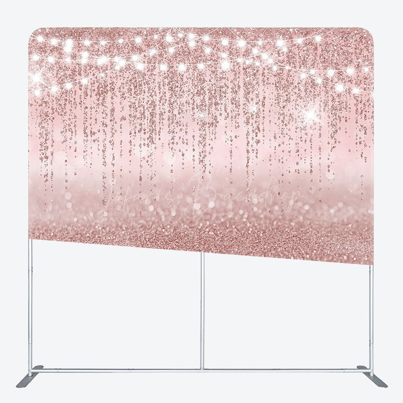 Lofaris Lighted Rose Gold Glitter Square Tension Backdrop