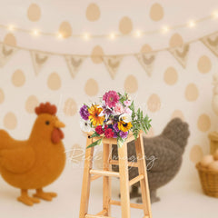 Lofaris Lighted Rural Chicken Eggs Cake Smash Photo Backdrop
