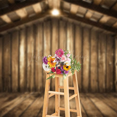 Lofaris Lighted Rustic Brown Wooden Barn Scene Photo Backdrop