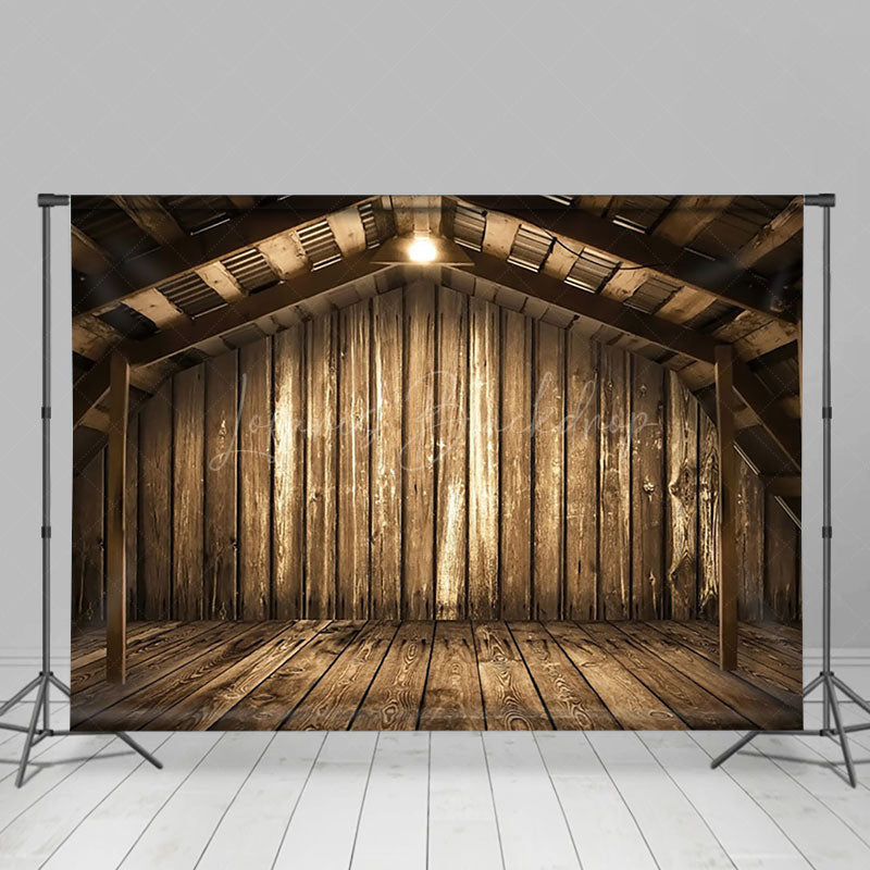 Lofaris Lighted Rustic Brown Wooden Barn Scene Photo Backdrop