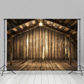 Lofaris Lighted Rustic Brown Wooden Barn Scene Photo Backdrop