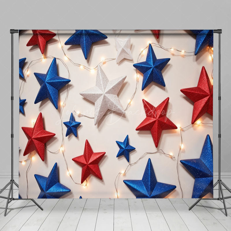 Lofaris Lighted RWB Stars Independence Day Room Set Backdrop