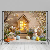 Lofaris Lighted Warm House Bunny Eggs Spring Easter Backdrop