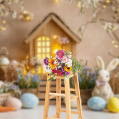 Lofaris Lighted Warm House Bunny Eggs Spring Easter Backdrop
