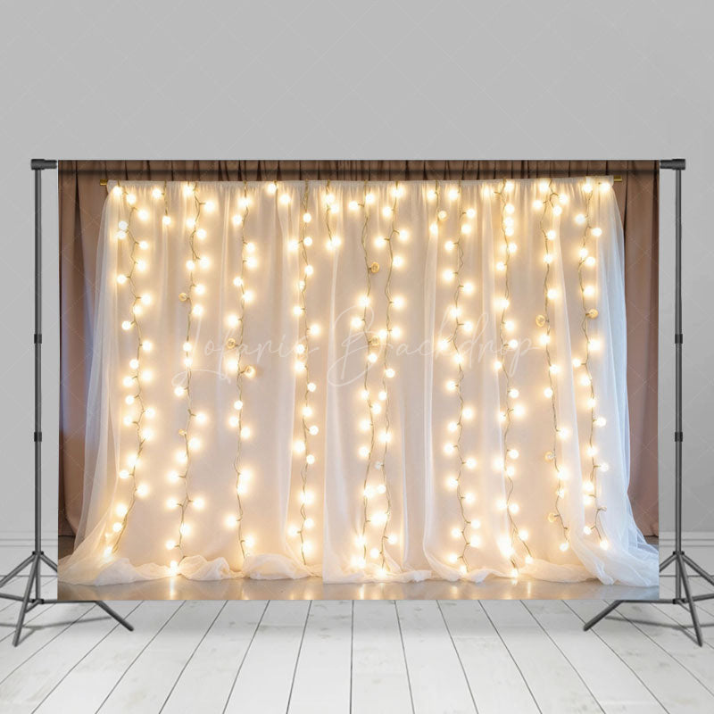Lofaris Lighted White Chiffon Romantic Wedding Photo Backdrop