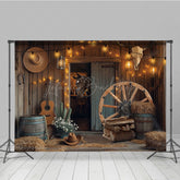Lofaris Lighted Wooden Barn Horse Cowboy Cake Smash Backdrop