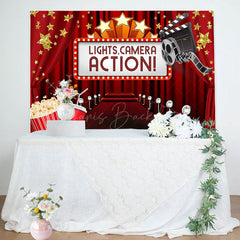 Lofaris Lights Camera Action Red Carpet Birthday Backdrop