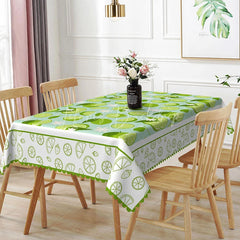 Lofaris Lime and Blossom Rectangle Tablecloth Tropical Citrus Pattern Dining Table Cover