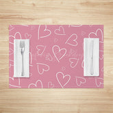 Lofaris Line Hearts Pink Valentines Day Set Of 4 Placemats