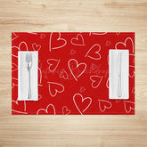 Lofaris Line Hearts Red Valentines Day Set Of 4 Placemats