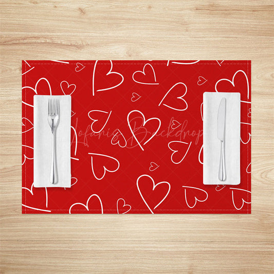 Lofaris Line Hearts Red Valentines Day Set Of 4 Placemats