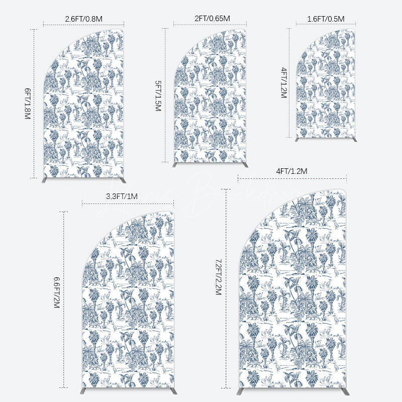Lofaris Line Trees Wetland Animals Birthday Half Moon Arch Backdrop