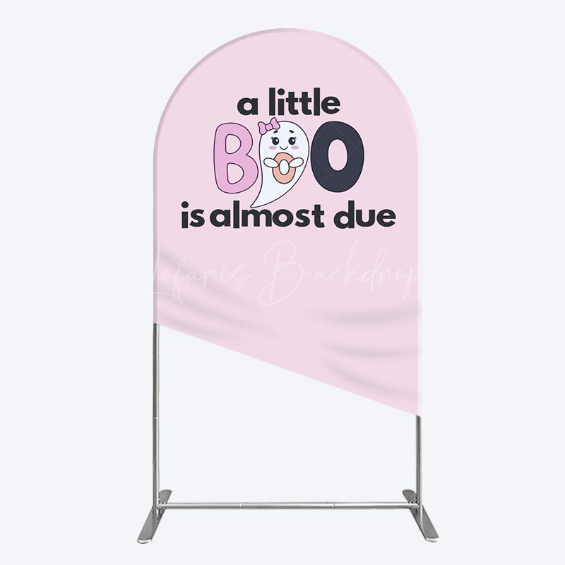 Lofaris Little Boo Almost Due Pink Baby Shower Arch Backdrop