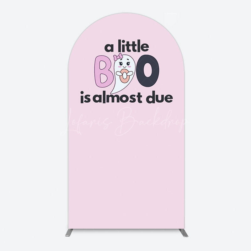 Lofaris Little Boo Almost Due Pink Baby Shower Arch Backdrop