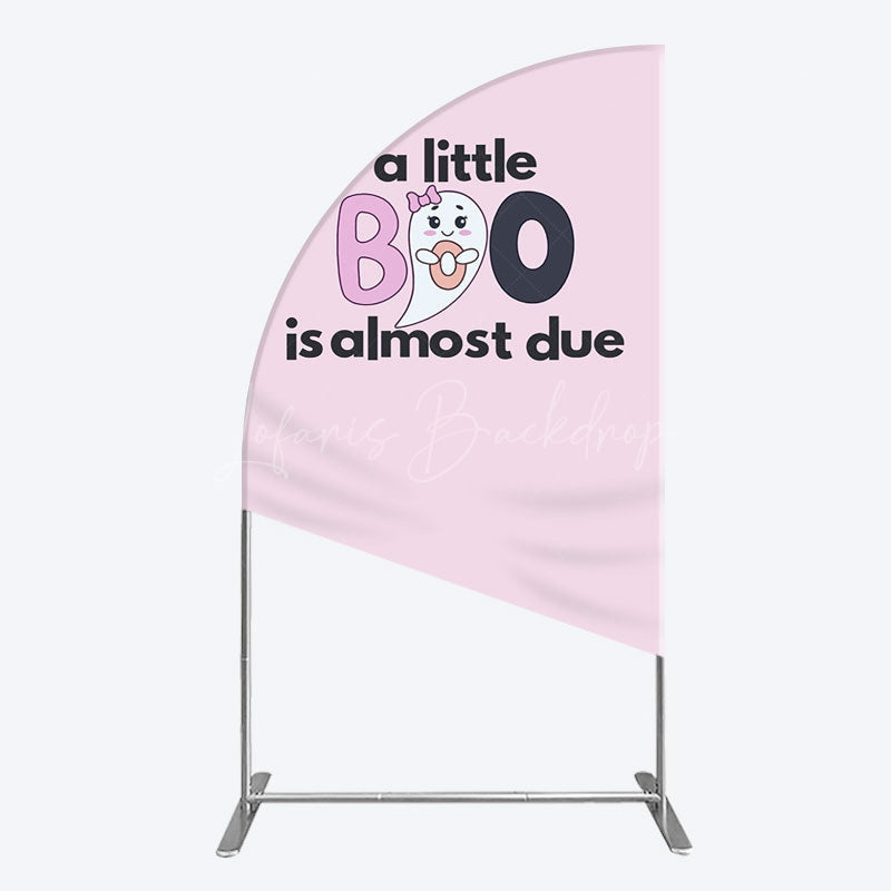 Lofaris Little Boo Almost Due Pink Baby Shower Half Moon Arch Backdrop
