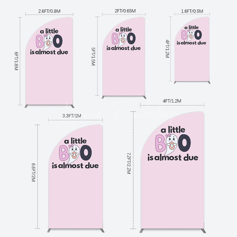 Lofaris Little Boo Almost Due Pink Baby Shower Half Moon Arch Backdrop