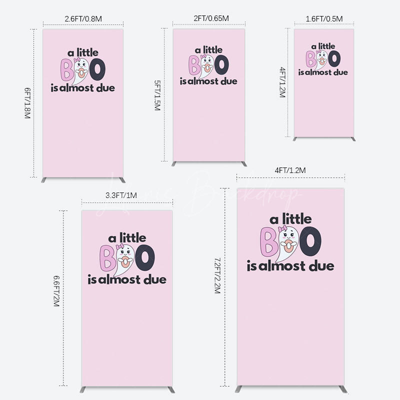 Lofaris Little Boo Almost Due Pink Baby Shower Rectangle Backdrop