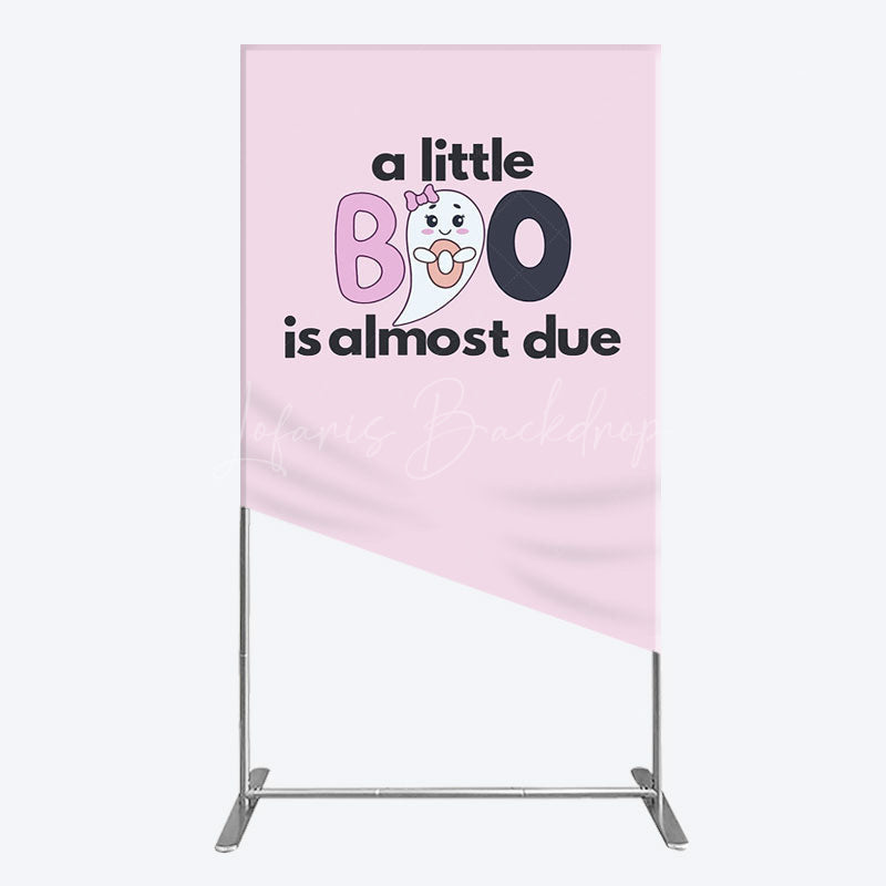 Lofaris Little Boo Almost Due Pink Baby Shower Rectangle Backdrop