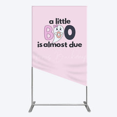 Lofaris Little Boo Almost Due Pink Baby Shower Rectangle Backdrop