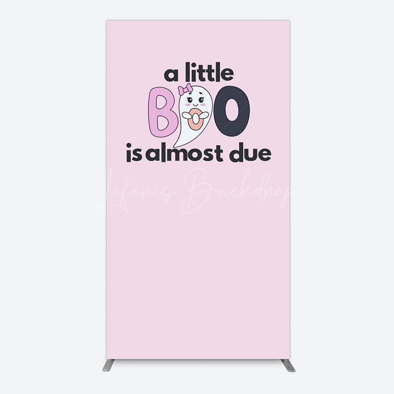 Lofaris Little Boo Almost Due Pink Baby Shower Rectangle Backdrop