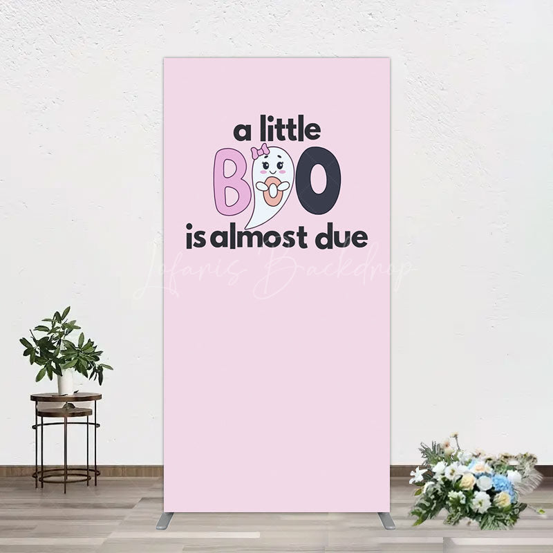 Lofaris Little Boo Almost Due Pink Baby Shower Rectangle Backdrop