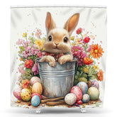 Lofaris Little Bunny Drum Floral Eggs Easter Shower Curtain