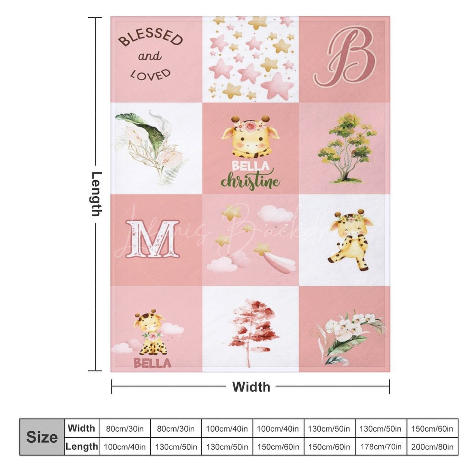 Lofaris Little Cow Plant Floral Plaid Custom Name Blanket
