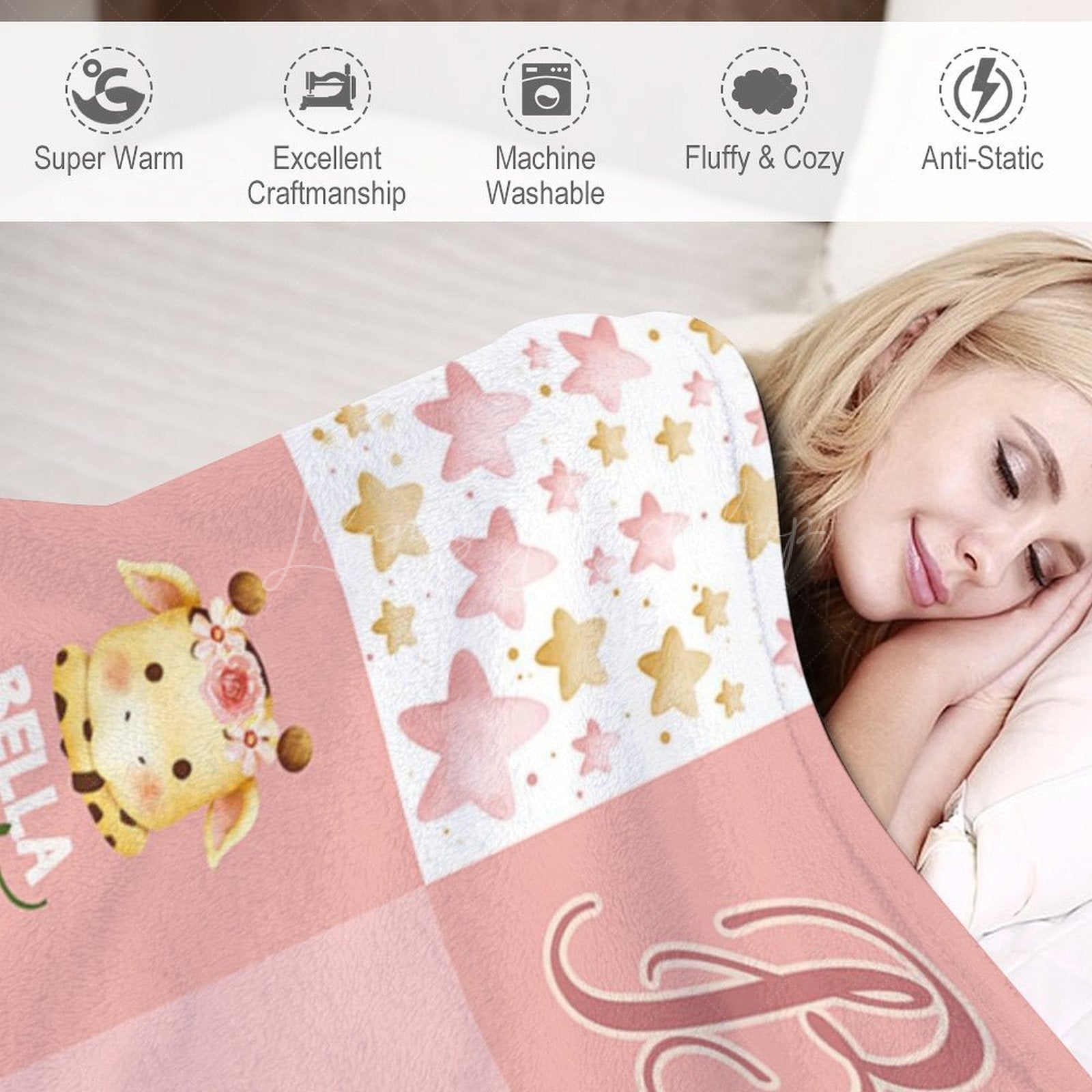 Lofaris Little Cow Plant Floral Plaid Custom Name Blanket