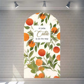 Lofaris Little Cutie Is On The Way Baby Shower Arch Backdrop Fruit Orange With Leaves Vibrant Party Decor