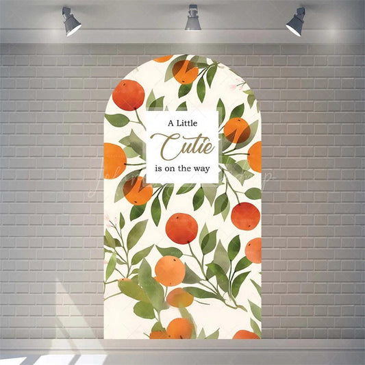 Lofaris Little Cutie Is On The Way Baby Shower Arch Backdrop Fruit Orange With Leaves Vibrant Party Decor