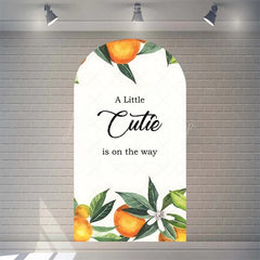 Lofaris Little Cutie Is On The Way Baby Shower Arch Backdrop Fruit Orange With Leaves Vibrant Party Decor
