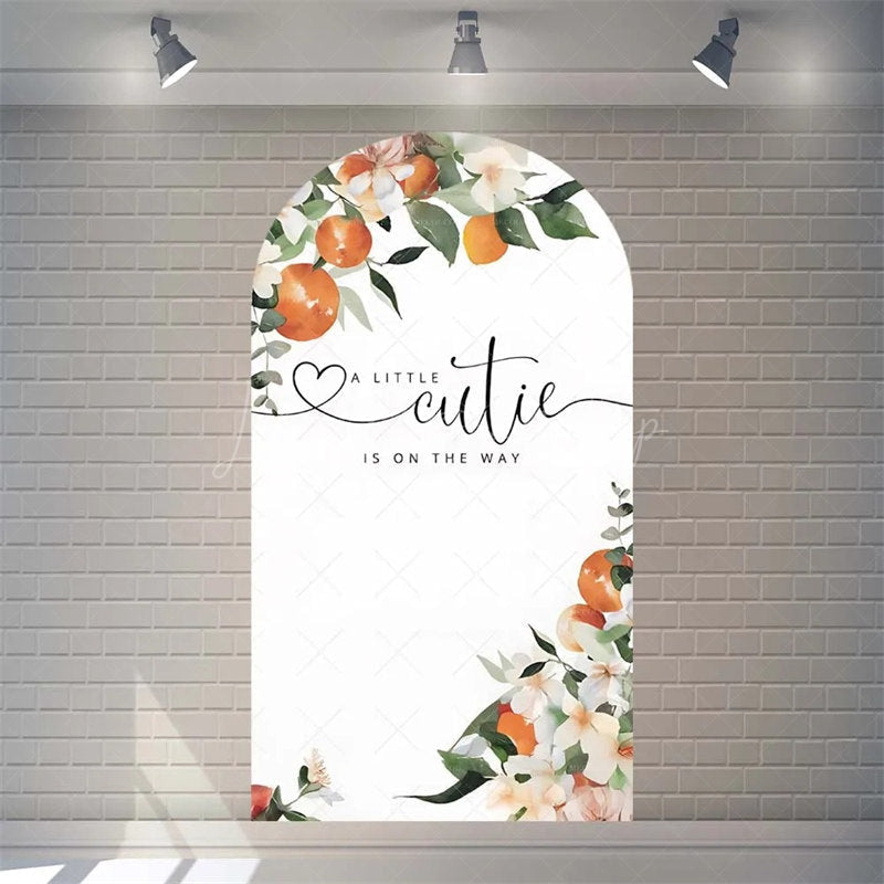 Lofaris Little Cutie Is On The Way Baby Shower Arch Backdrop Fruit Orange With Leaves Vibrant Party Decor