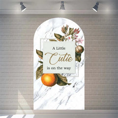 Lofaris Little Cutie Is On The Way Baby Shower Arch Backdrop Fruit Orange With Leaves Vibrant Party Decor
