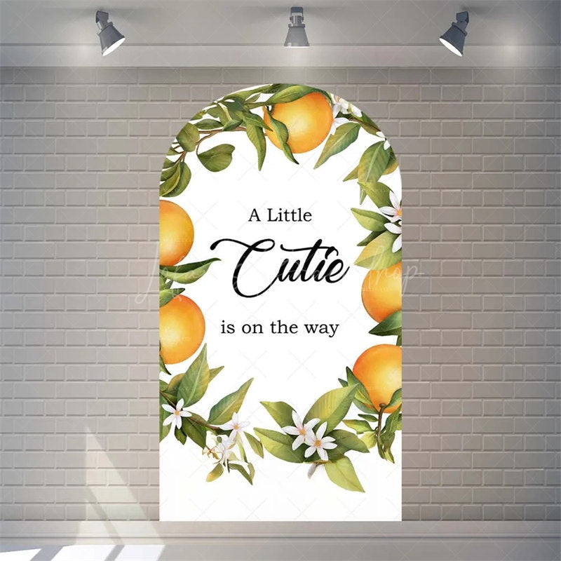 Lofaris Little Cutie Is On The Way Baby Shower Arch Backdrop Fruit Orange With Leaves Vibrant Party Decor