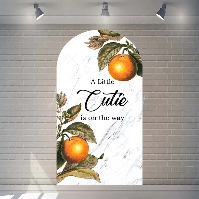 Lofaris Little Cutie Is On The Way Baby Shower Arch Backdrop Fruit Orange With Leaves Vibrant Party Decor