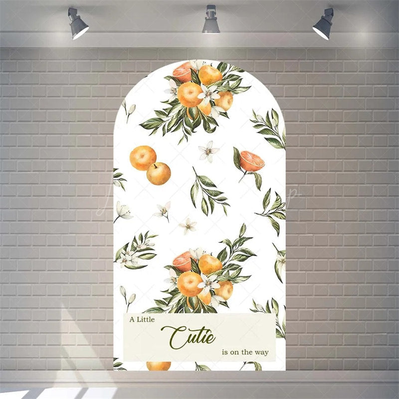 Lofaris Little Cutie Is On The Way Baby Shower Arch Backdrop Fruit Orange With Leaves Vibrant Party Decor