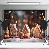 Lofaris Little Gingerbread House Bokeh Christmas Backdrop