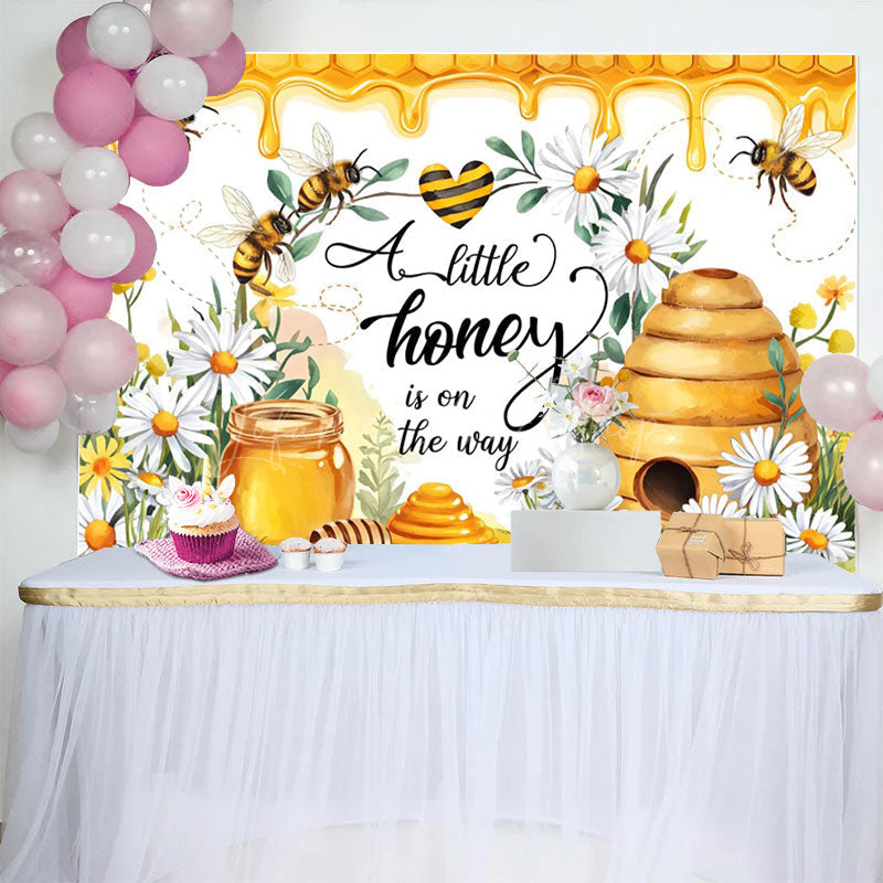 Lofaris Little Honey Bee Is On The Way Baby Shower Backdrop