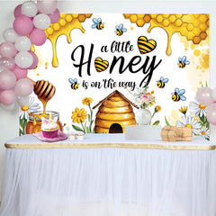 Lofaris Little Honey Is On The Way Cute Baby Shower Backdrop