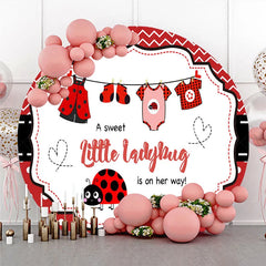 Lofaris Little Ladybug Round Backdrop Red Polka Dot and Bug Clothing Baby Shower Decoration