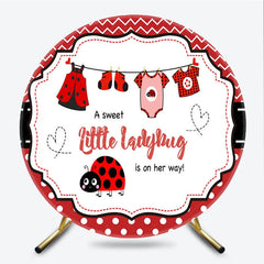 Lofaris Little Ladybug Round Backdrop Red Polka Dot and Bug Clothing Baby Shower Decoration