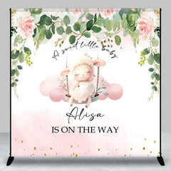 Lofaris Little Lamp Floral Custom Name Baby Shower Backdrop