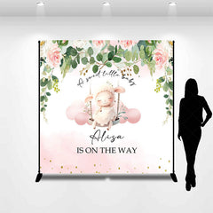 Lofaris Little Lamp Floral Custom Name Baby Shower Backdrop