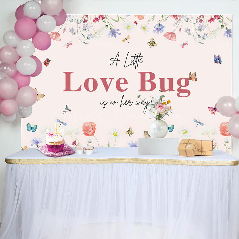 Lofaris Little Love Bug Spring Wildflower Baby Shower Backdrop