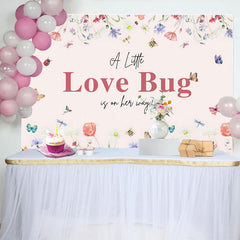 Lofaris Little Love Bug Spring Wildflower Baby Shower Backdrop