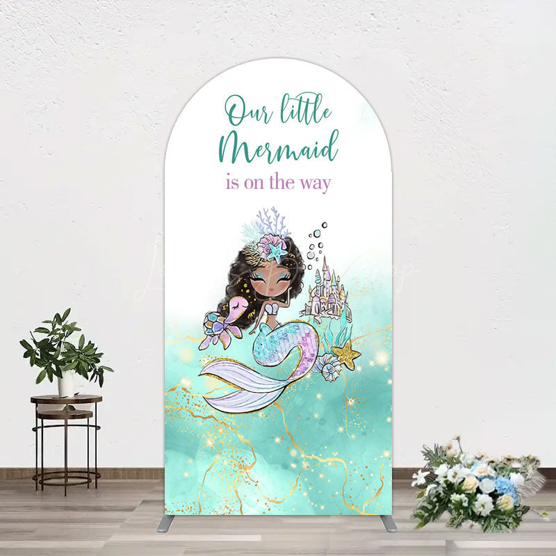 Lofaris Little Mermaid Aqua Green Baby Shower Arch Backdrop