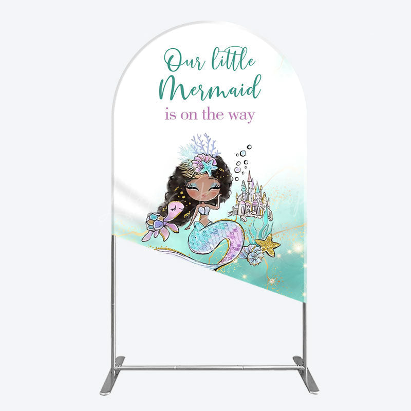 Lofaris Little Mermaid Aqua Green Baby Shower Arch Backdrop