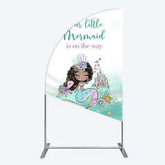 Lofaris Little Mermaid Aqua Green Baby Shower Half Moon Arch Backdrop